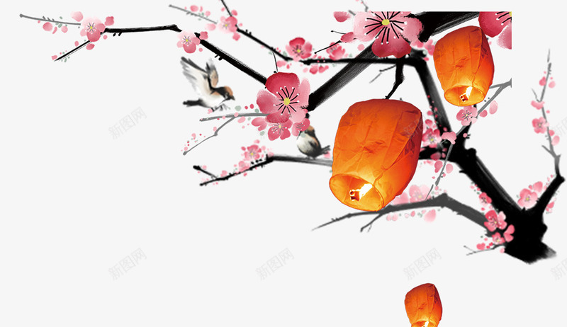 中国风喜庆装饰梅花红灯笼psd免抠素材_新图网 https://ixintu.com 中国风 古典 喜庆 复古 梅花 灯笼 红灯笼 装饰