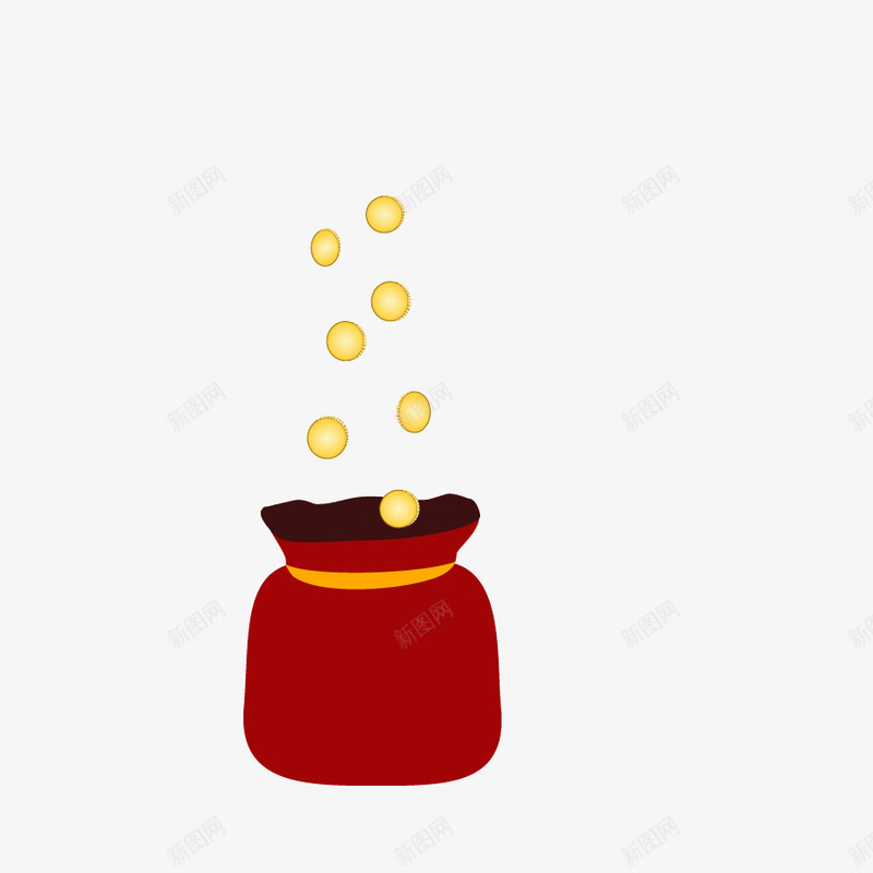 钱袋金币红色金色矢量图ai免抠素材_新图网 https://ixintu.com AI 喜庆 红色 金币 金色 钱 钱袋 矢量图