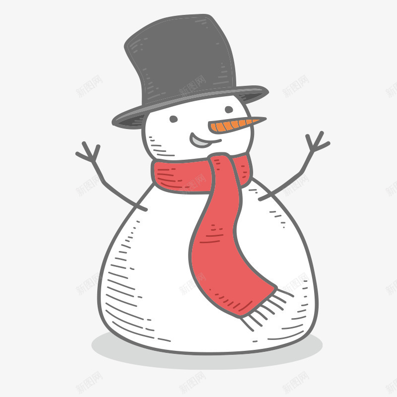 手绘线条雪人元素png免抠素材_新图网 https://ixintu.com 免抠图 围巾 帽子 效果图 装饰图 装饰画 雪人