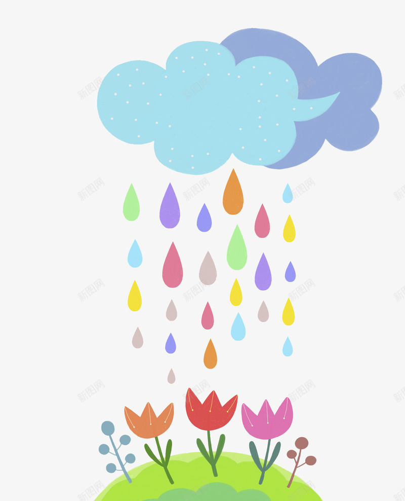 下雨的云png免抠素材_新图网 https://ixintu.com 下雨 云彩 云朵 彩色 植物 绿色 花草 阴雨天气 雨水