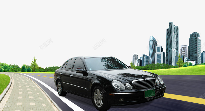 建筑公路汽车背景psd免抠素材_新图网 https://ixintu.com 公路 城市 汽车 高楼