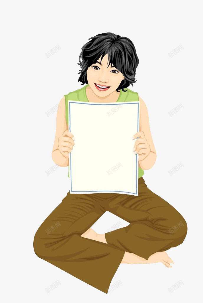 手拿白板的美女图案png免抠素材_新图网 https://ixintu.com 开朗 手拿白板 拿着东西的人 效果图案 明亮风格 美女 装饰