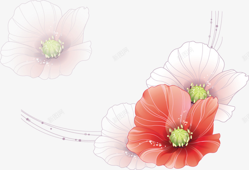 水彩花草线描花卉png免抠素材_新图网 https://ixintu.com 手绘 水彩花卉素材 花卉背景素材 花卉设计素材 花草画 装饰卡通