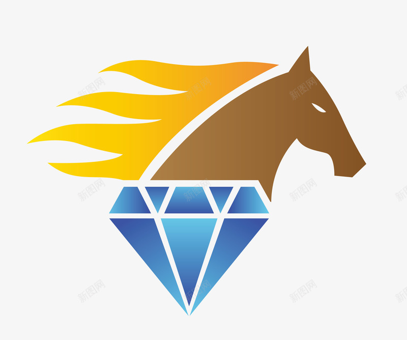 钻石马儿图标png_新图网 https://ixintu.com 卡通标识 商务标志 标识 炫彩标识 矢量标志 矢量马标识 科技标志图形 科技标识 简洁马标识