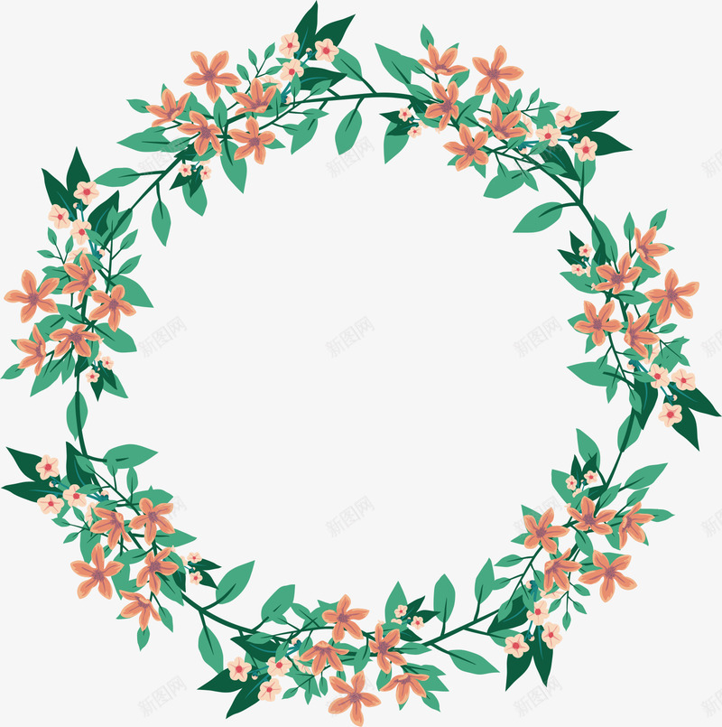 花环png免抠素材_新图网 https://ixintu.com 手绘花 矢量化环 花环