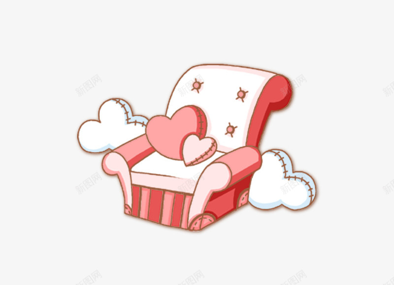 粉色沙发png免抠素材_新图网 https://ixintu.com 卡通 白云 粉色沙发