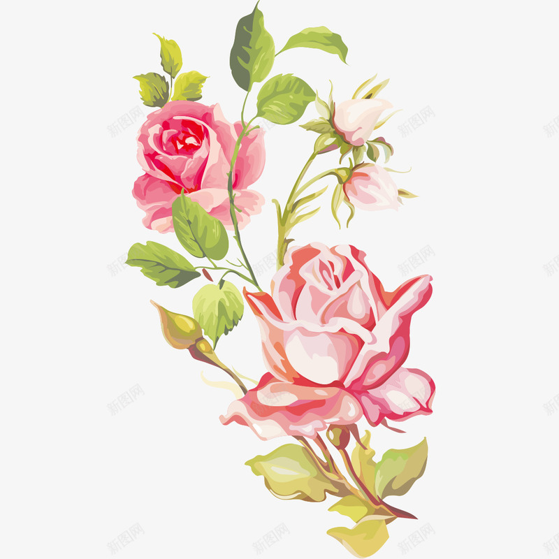 手绘花卉png免抠素材_新图网 https://ixintu.com 布料印花 底图 手绘花卉 水彩花卉 漂亮花卉 装饰图案 设计底图 面料印花