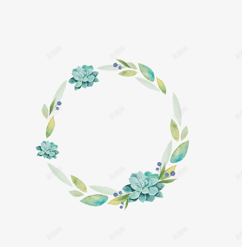 手绘水彩装饰花环png免抠素材_新图网 https://ixintu.com 手绘 水彩 花环 装饰