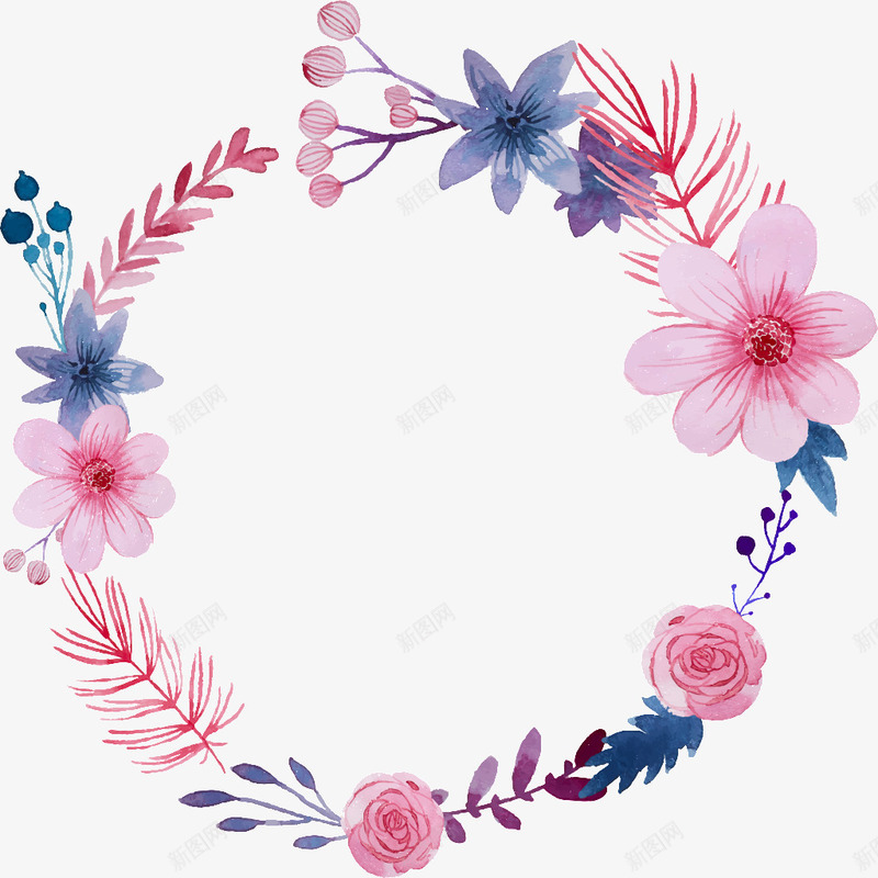 卡通手绘粉色花环png免抠素材_新图网 https://ixintu.com 卡通手绘 粉色 花环