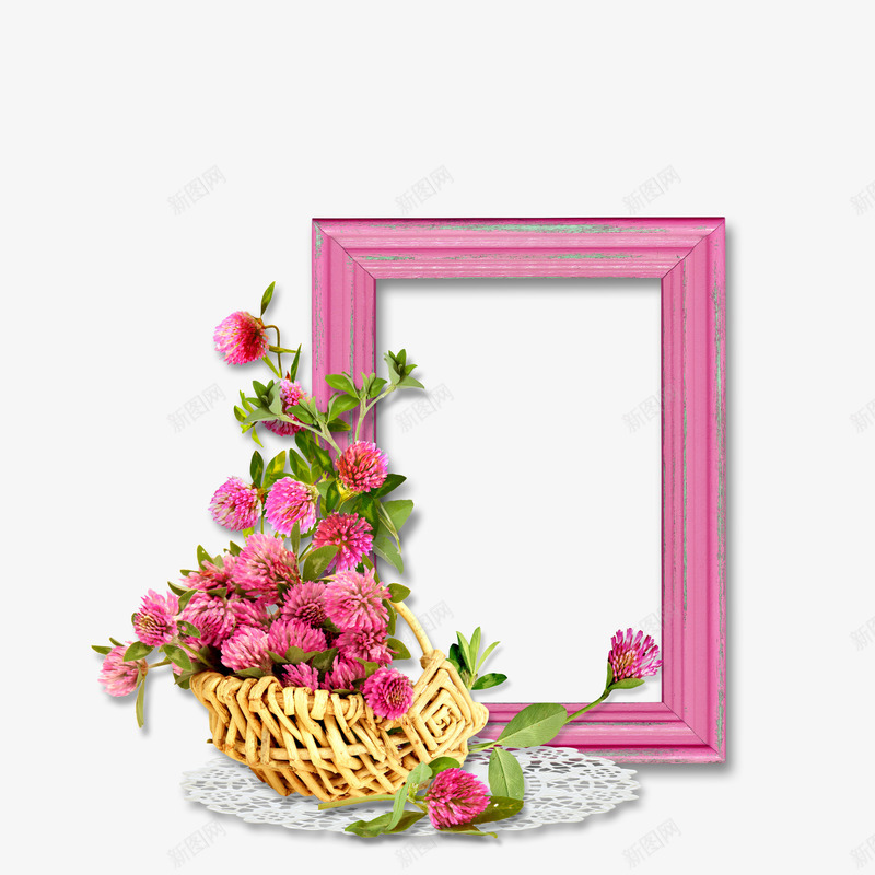 相框png免抠素材_新图网 https://ixintu.com 框架 相框 花卉 花框 花篮 花草 边框