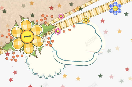 小清新边框片png免抠素材_新图网 https://ixintu.com 云朵 卡通 小清新 星星 格子 花朵