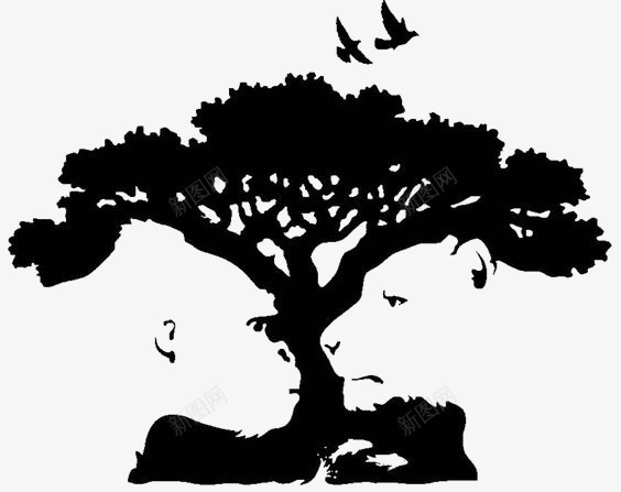 榕树png免抠素材_新图网 https://ixintu.com 创意榕树 动物 大树 手绘榕树 森林 狮子 豹子