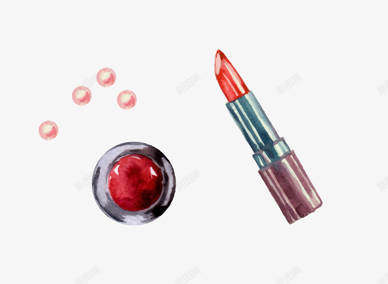 口红和腮红png免抠素材_新图网 https://ixintu.com 化妆品 手绘 美容
