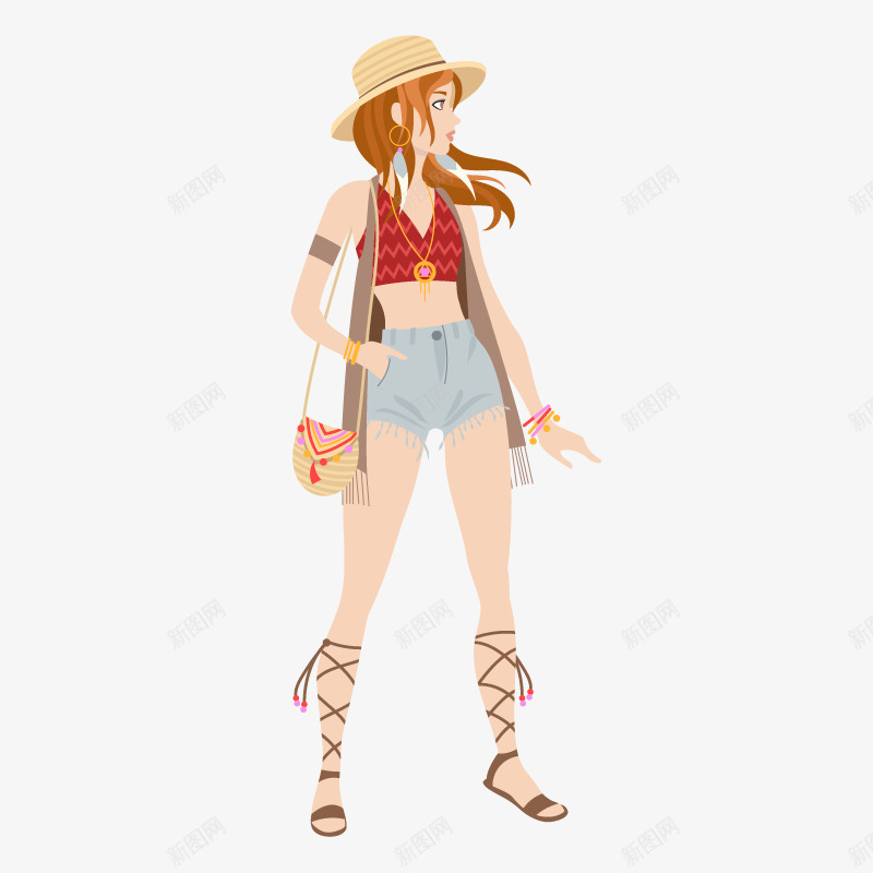 海边度假时尚美女png免抠素材_新图网 https://ixintu.com 卡通 度假 海边 美女