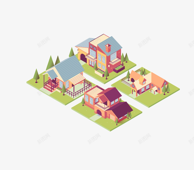 卡通版的城市建筑插画png免抠素材_新图网 https://ixintu.com 动漫动画 卡通手绘 城市建筑 建筑物 房屋 装饰图