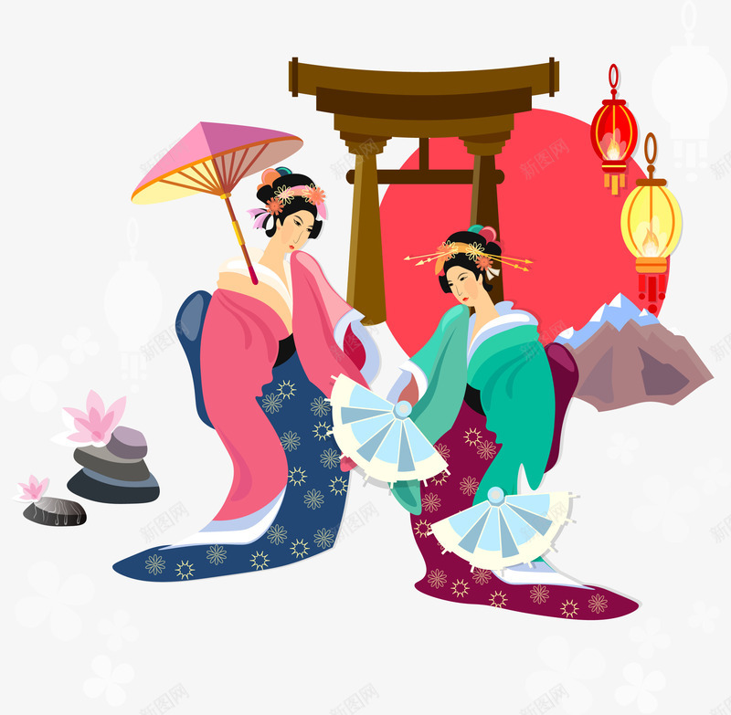 日本女人png免抠素材_新图网 https://ixintu.com 人 伞 女人 日本 樱花