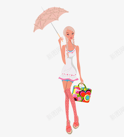 撑伞的美眉png免抠素材_新图网 https://ixintu.com 时尚 欧美风 美女 雨伞