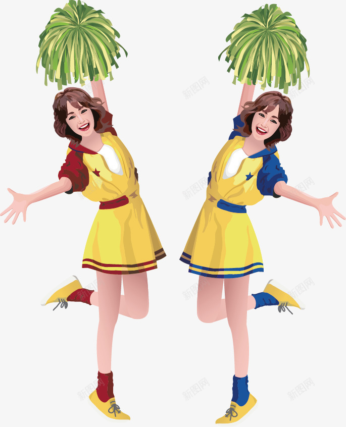拉拉队矢量图ai免抠素材_新图网 https://ixintu.com 加油 助威 卡通人物 卡通美女 拉拉队 矢量图