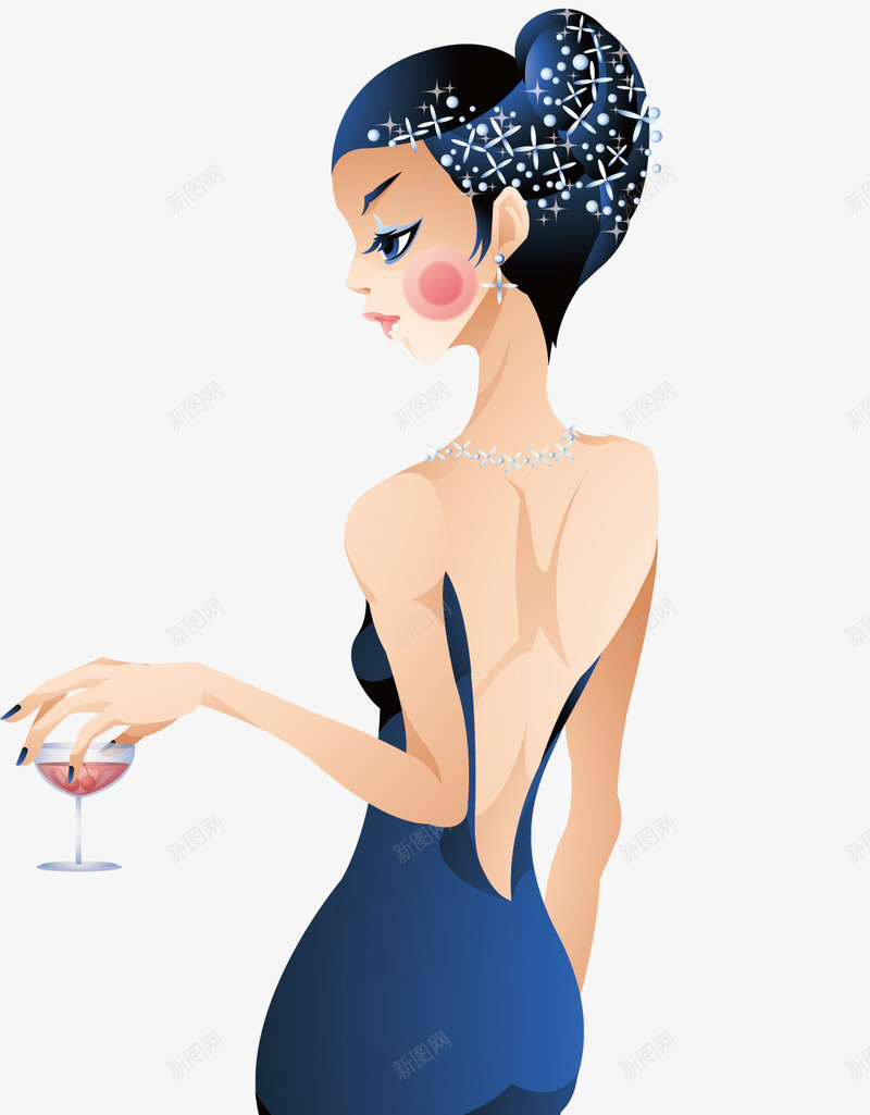 卡通喝酒美女png免抠素材_新图网 https://ixintu.com 卡通 美女 酒杯