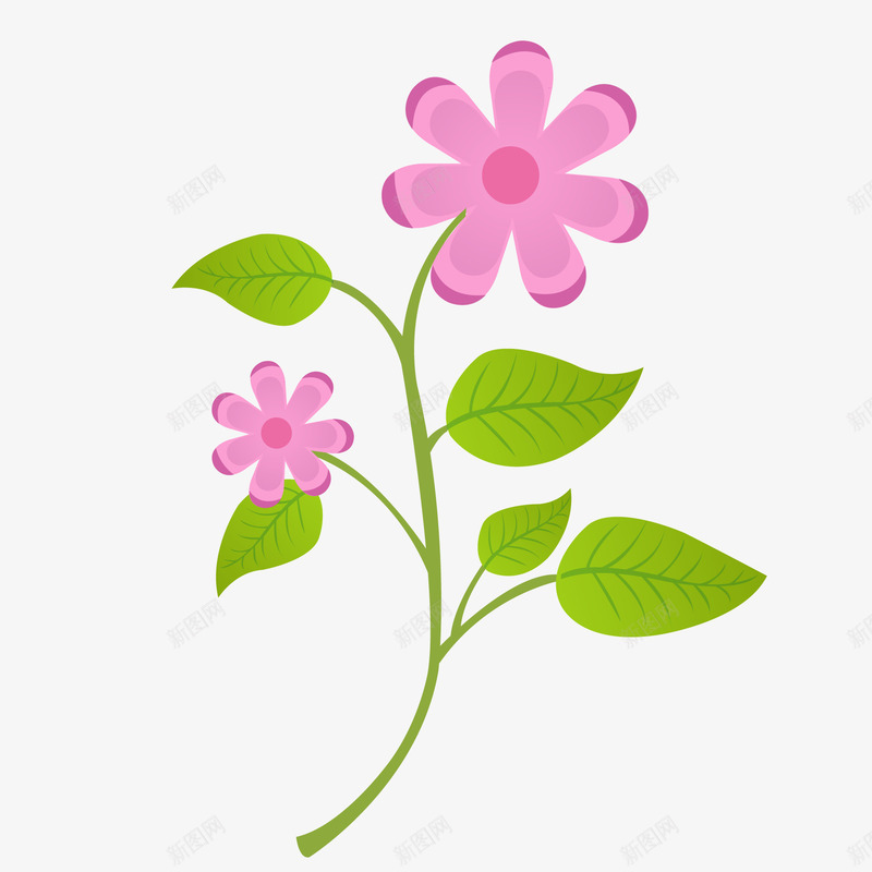卡通可爱的花朵矢量图ai免抠素材_新图网 https://ixintu.com 卡通 小花 扁平化 植物 绿叶 花朵花卉 矢量图