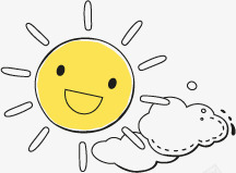 手绘可爱黄色太阳白云图标png_新图网 https://ixintu.com 可爱 图标 太阳 白云 黄色