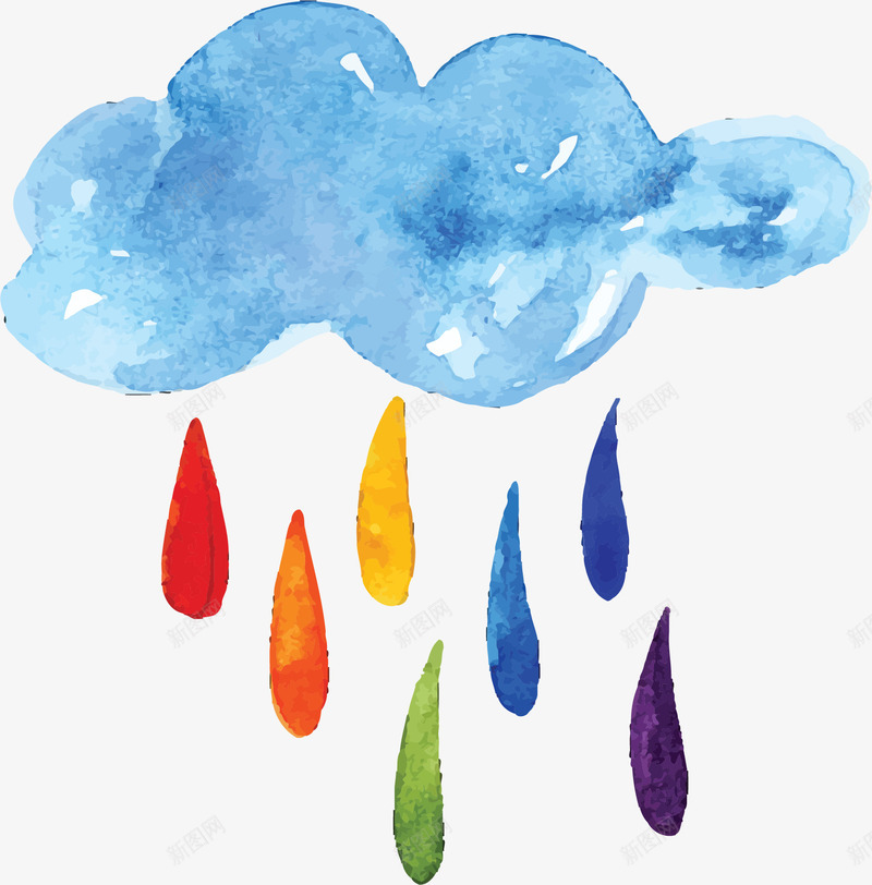 蓝色云朵彩虹雨滴矢量图ai免抠素材_新图网 https://ixintu.com 彩虹 彩虹雨滴 手绘风 矢量png 美丽彩虹雨 蓝色云朵 矢量图