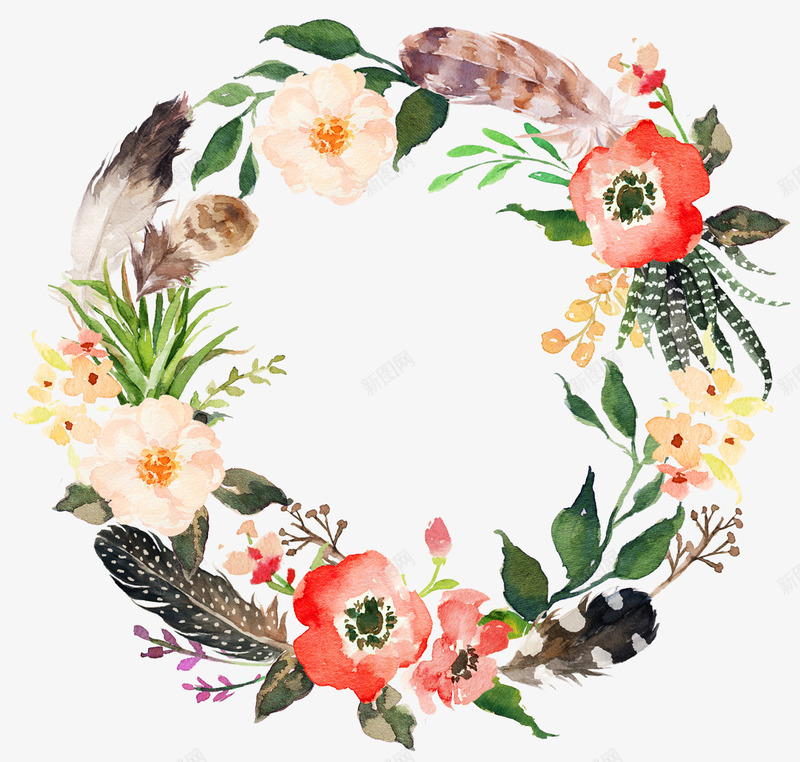 精美花卉花环png免抠素材_新图网 https://ixintu.com 唯美花环 水彩绘花环和花朵 精美花环 花卉花环 花环装饰