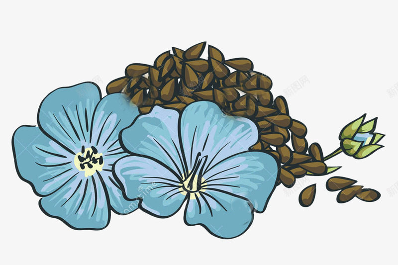 卡通亚麻籽花png免抠素材_新图网 https://ixintu.com 亚麻籽 亚麻籽花 卡通花 植物 花卉 花朵