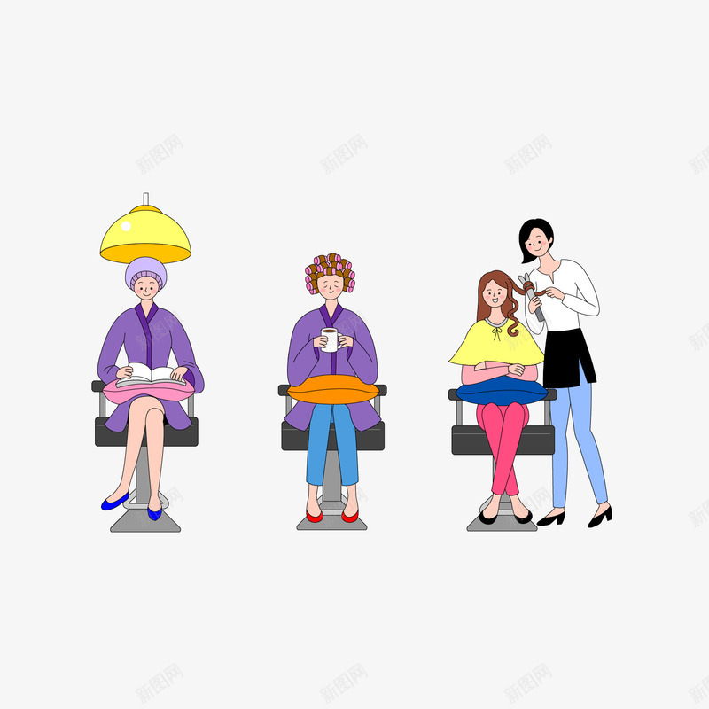 做头发业余爱好运动矢量图ai免抠素材_新图网 https://ixintu.com 业余生活 做头发 健康 插画 爱好 美发 美容 身体 运动 矢量图