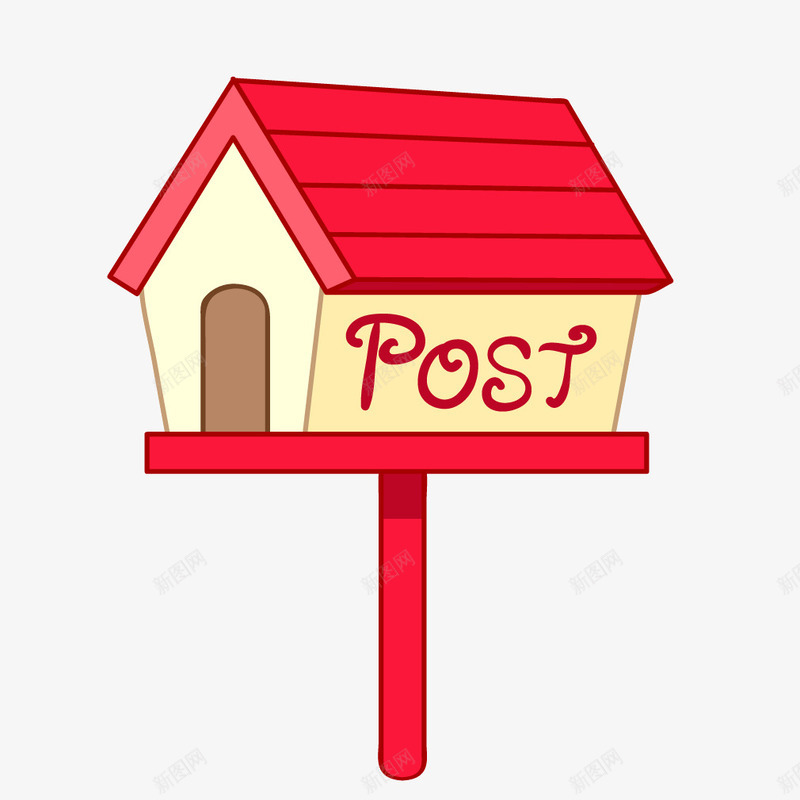 红色小屋卡通邮箱欧美png免抠素材_新图网 https://ixintu.com 卡通 小屋 欧美 红色 邮箱