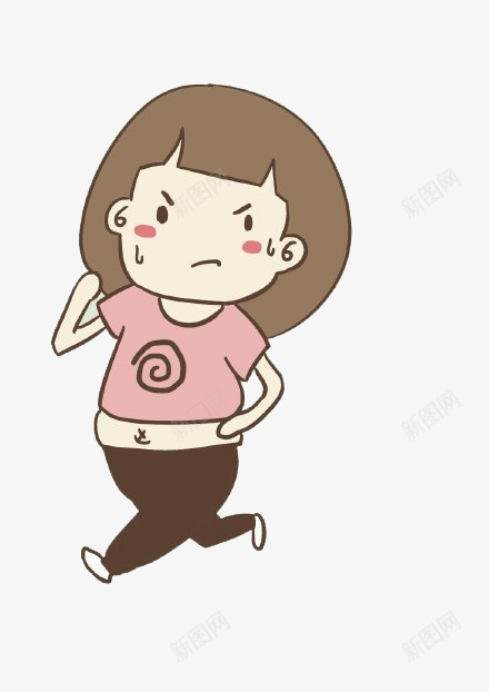 跑步女孩png免抠素材_新图网 https://ixintu.com 减肥 卡通 女孩 手绘 跑步流汗 运动