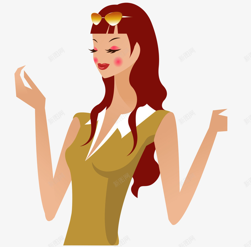 时尚有魅力女人png免抠素材_新图网 https://ixintu.com 半身模特 卡通女孩 古典 女模特 模特 矢量女孩 美女 长发