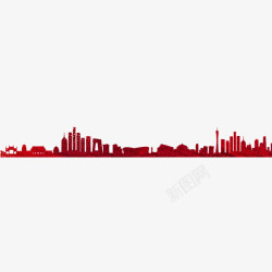 红色城市剪影元素素材