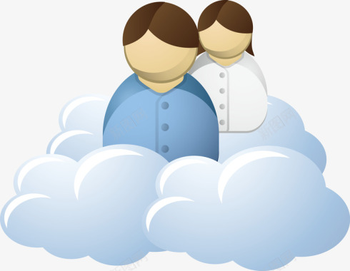 坐在云朵上的男人与女人图标图标