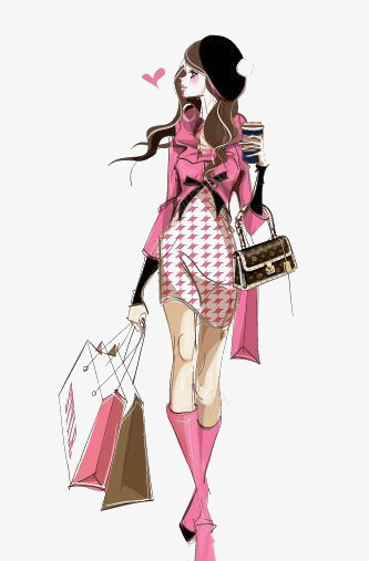 时装女孩png免抠素材_新图网 https://ixintu.com 时装 欧美 粉色 街拍 走秀