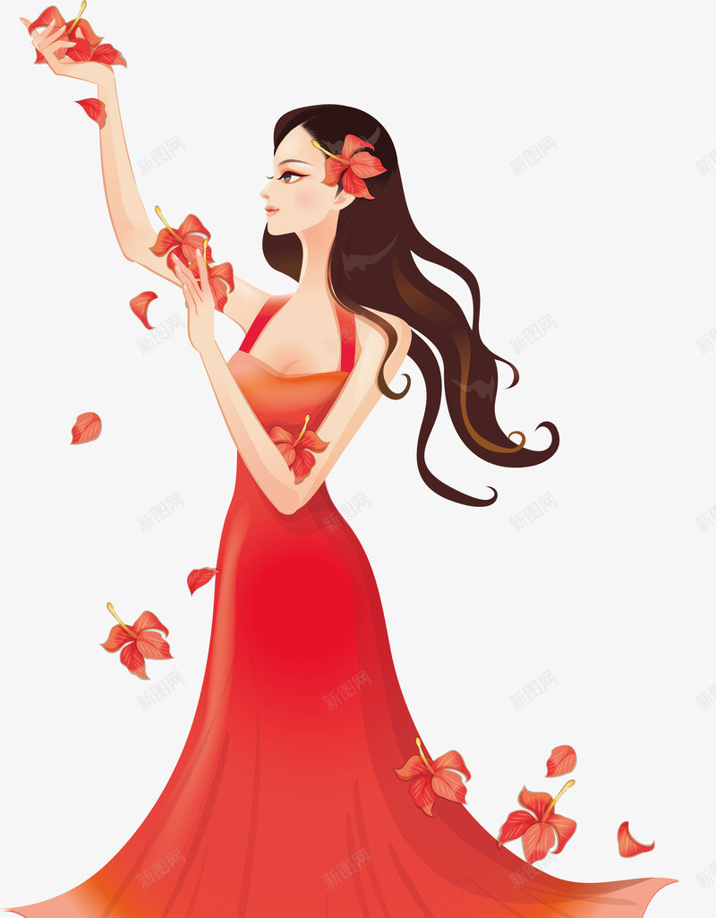 红裙美女png免抠素材_新图网 https://ixintu.com am 卡通美女 古典美女 塑形美女 塑性美女 性感美女 手绘美女 时尚美女 比基尼美女 红裙 美女 美女矢量