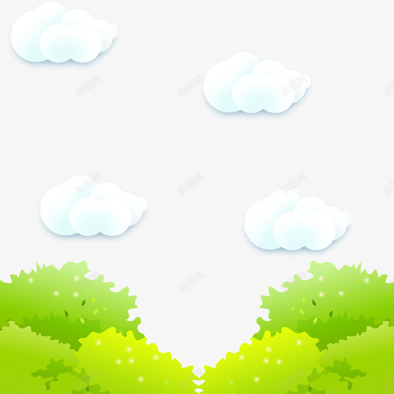 卡通白云草地psd免抠素材_新图网 https://ixintu.com 卡通 春天 白云 草地