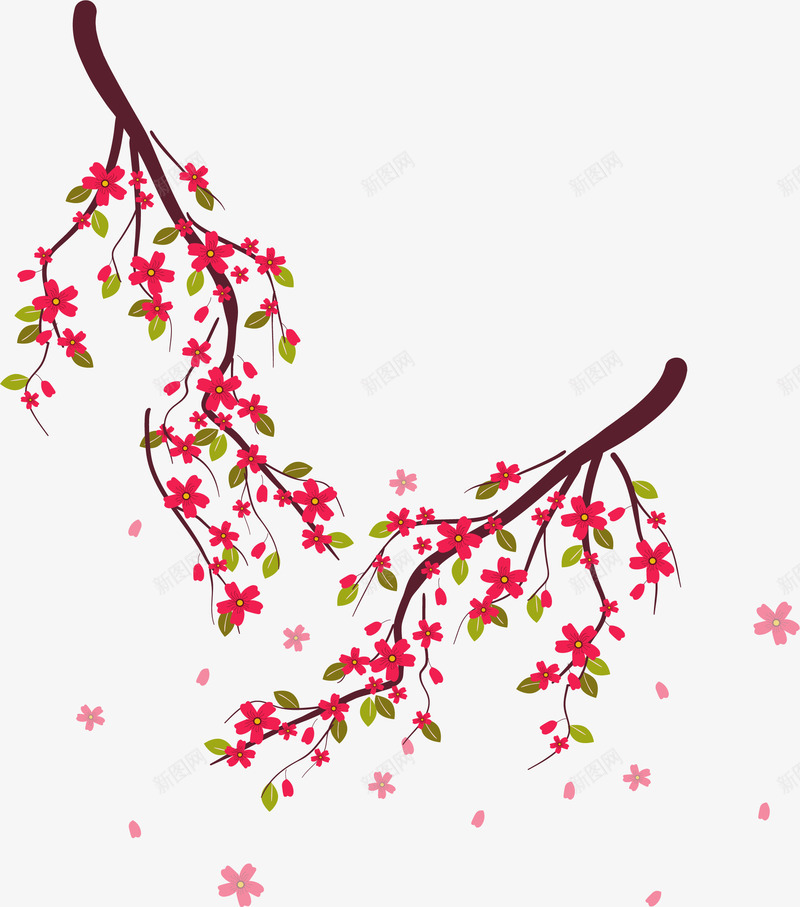 浪漫日本飞舞樱花矢量图ai免抠素材_新图网 https://ixintu.com 日本樱花 樱花 浪漫樱花 矢量png 粉红樱花 飞舞樱花 矢量图