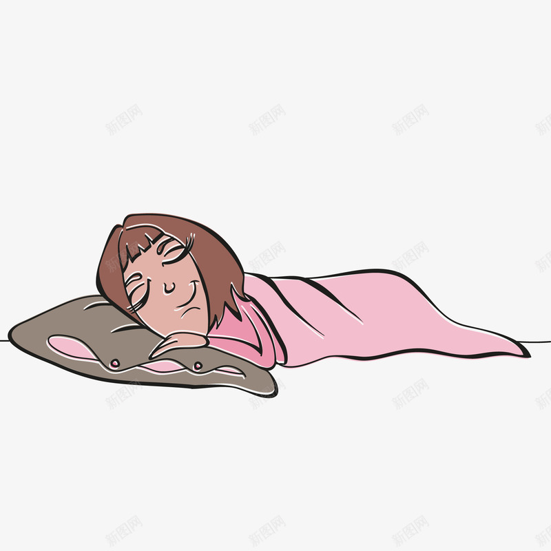 睡觉的美女人物矢量图ai免抠素材_新图网 https://ixintu.com 人物设计 国际睡眠日 手绘 睡觉 粉红色 美女 矢量图