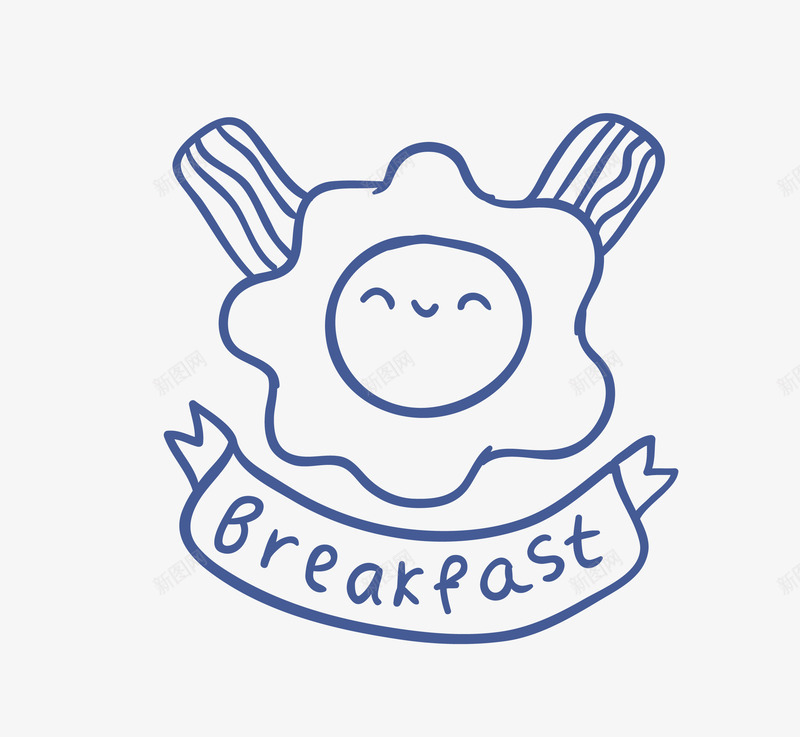 线稿煎蛋矢量图eps免抠素材_新图网 https://ixintu.com 卡通线稿 煎蛋 矢量线稿 简洁线稿 线稿 线稿蓝色 矢量图