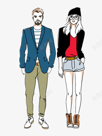 模特png免抠素材_新图网 https://ixintu.com 帅哥 插画 服装设计 模特 美女