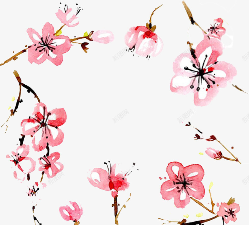 粉色樱花水墨画png免抠素材_新图网 https://ixintu.com 手绘 樱花 樱花水墨 樱花水墨画 水墨画 粉色 芳香