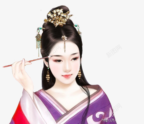 画眉古装美女png免抠素材_新图网 https://ixintu.com 古装 画眉 美女