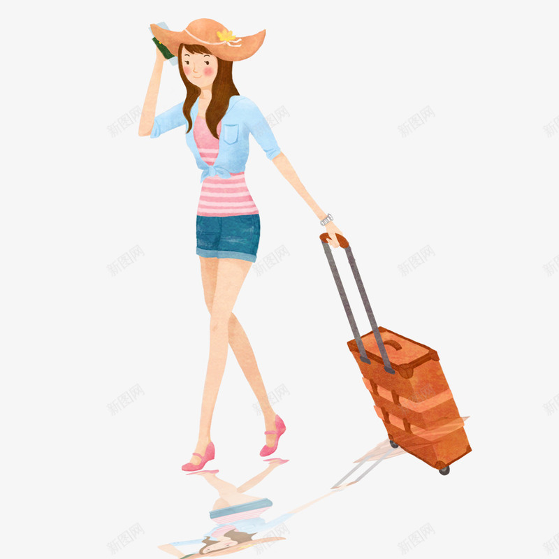 美女旅行psd免抠素材_新图网 https://ixintu.com 少女 帽子 旅游 旅行 漂亮 美女 行李箱 高跟鞋
