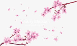 粉红浪漫樱花树枝矢量图素材