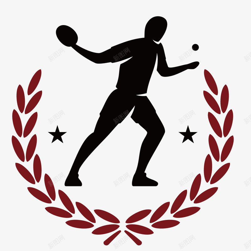 乒乓球运动徽章png免抠素材_新图网 https://ixintu.com 徽章 打乒乓球 运动