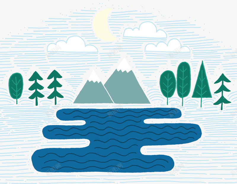 湖水高山矢量图eps免抠素材_新图网 https://ixintu.com 云淡风轻 湖水 白云 自然风景 高山 高山白云 矢量图