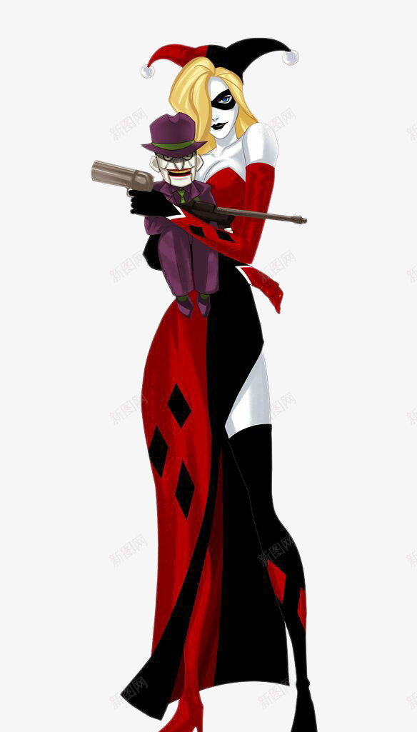 小丑装扮的美女psd免抠素材_新图网 https://ixintu.com joker 卡通手绘 小丑妆扮 美女