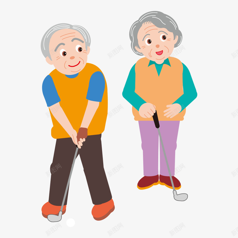 打高尔夫png免抠素材_新图网 https://ixintu.com 体育 打球 插画 老人家 运动 高尔夫 高尔夫球