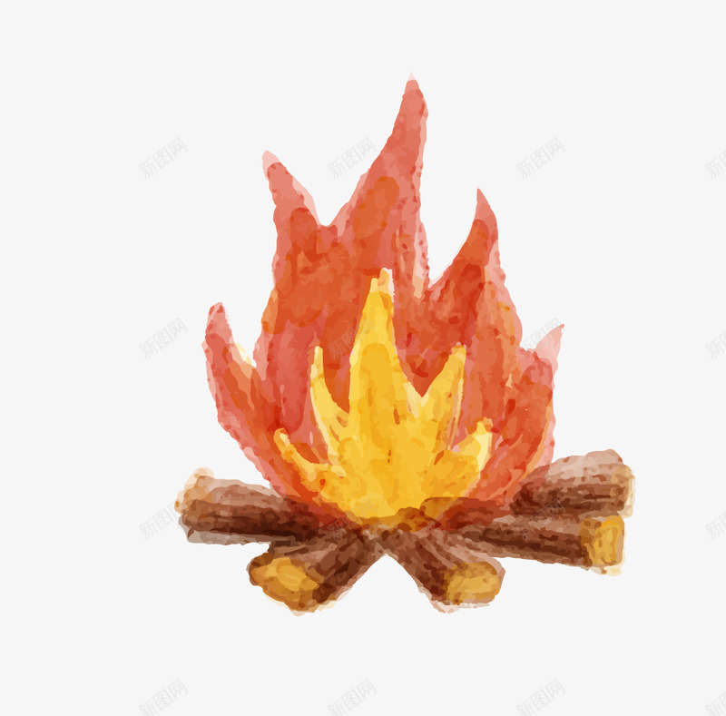 卡通简洁水彩火把png免抠素材_新图网 https://ixintu.com 卡通火把 火把 矢量火把